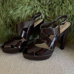 Colin Stuart Platform Slingback Heels  - Brown Sz 7